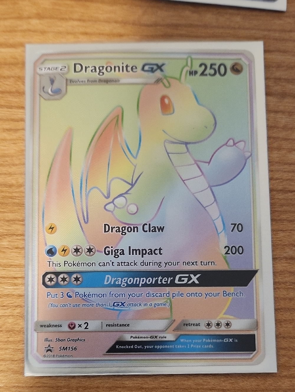 Dragonite GX Rainbow Promo Card Sun And Moon Pokemon Ungraded Card